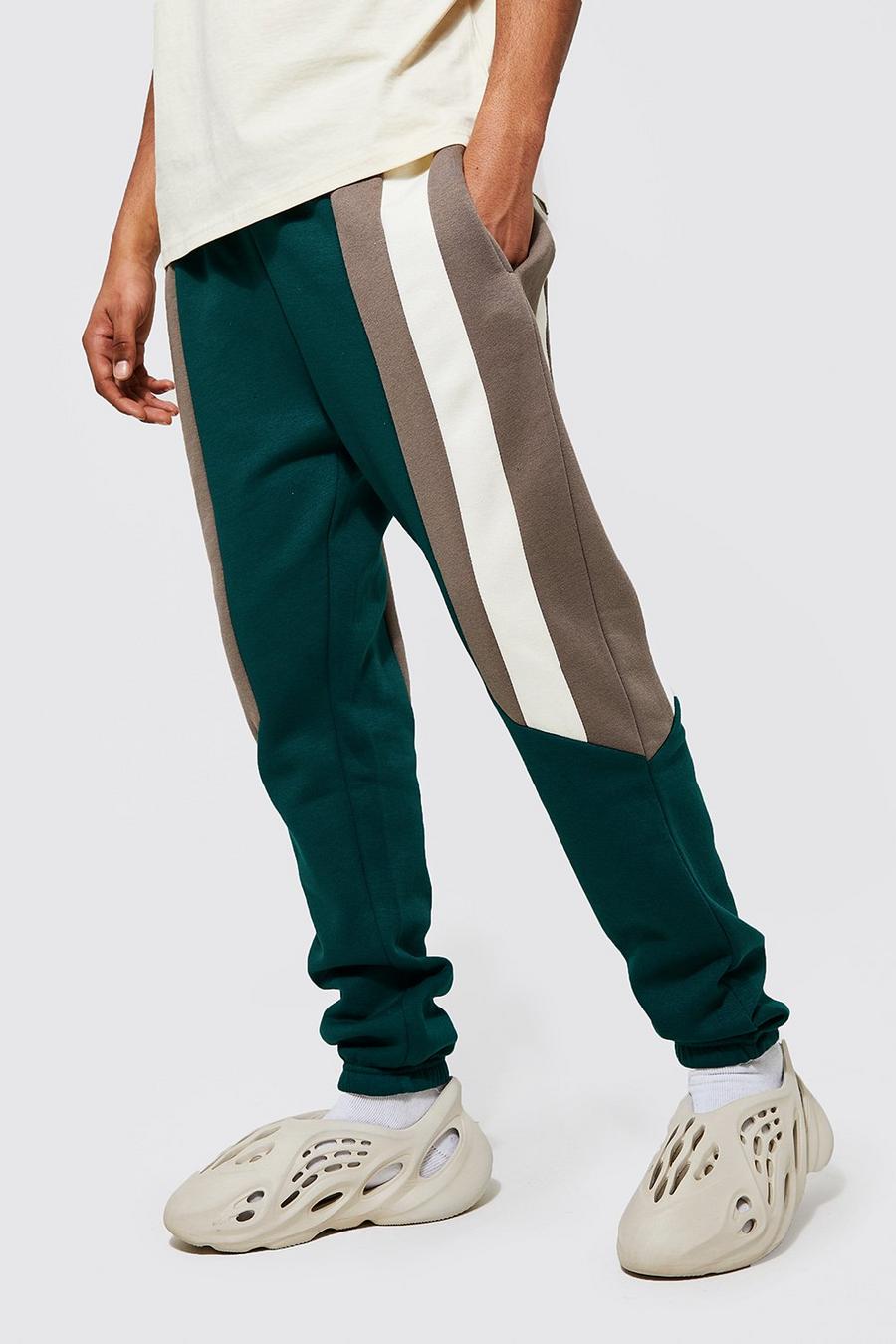 Regular Fit Colour Block Jogger | boohoo
